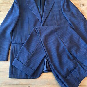 Sartoria Partenopea Navy Pinstripe Summer Suit 48R